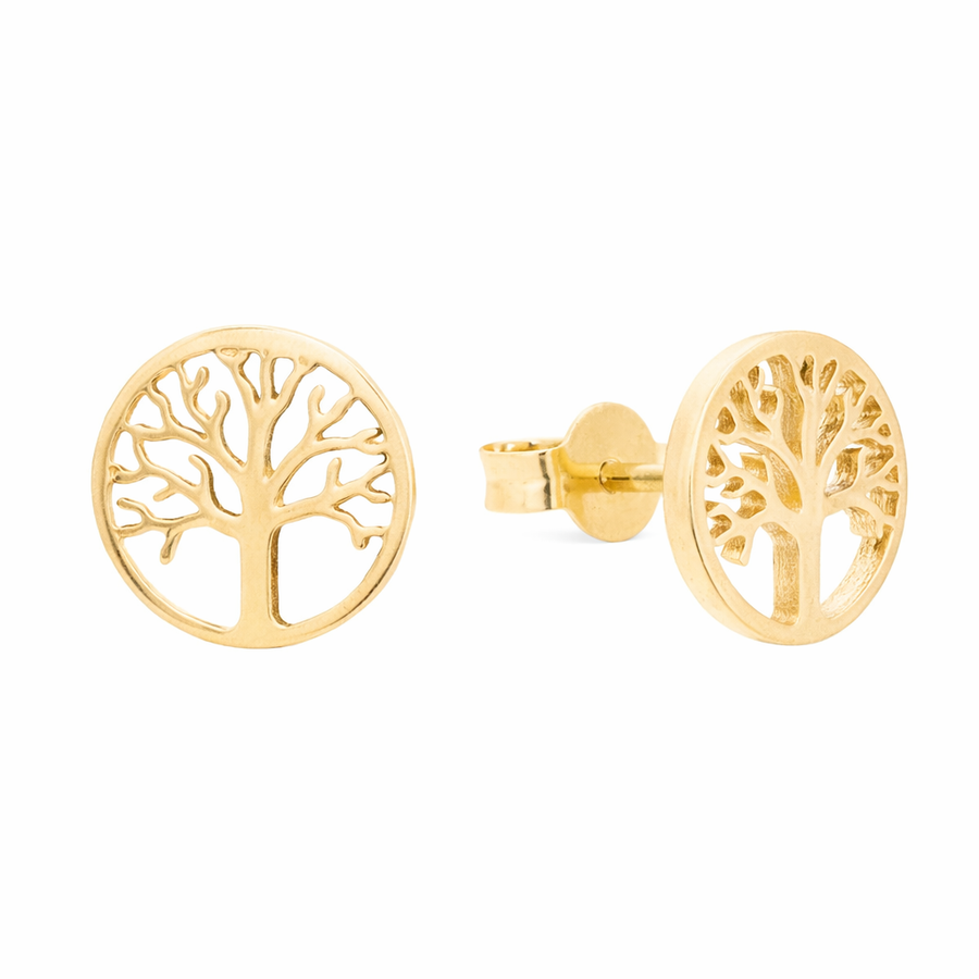 Boucles d'oreilles Clous en or jaune 10 kt Arbre de vie