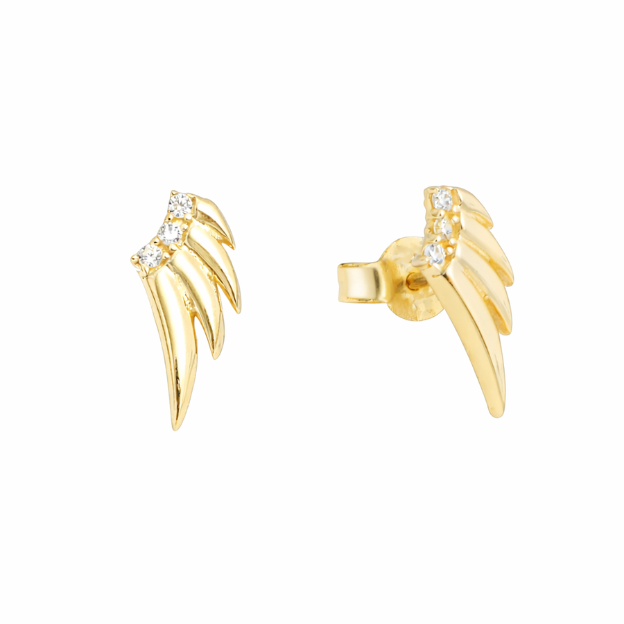 Boucles d'oreilles Ailes d'anges clous en or jaune 10 kt