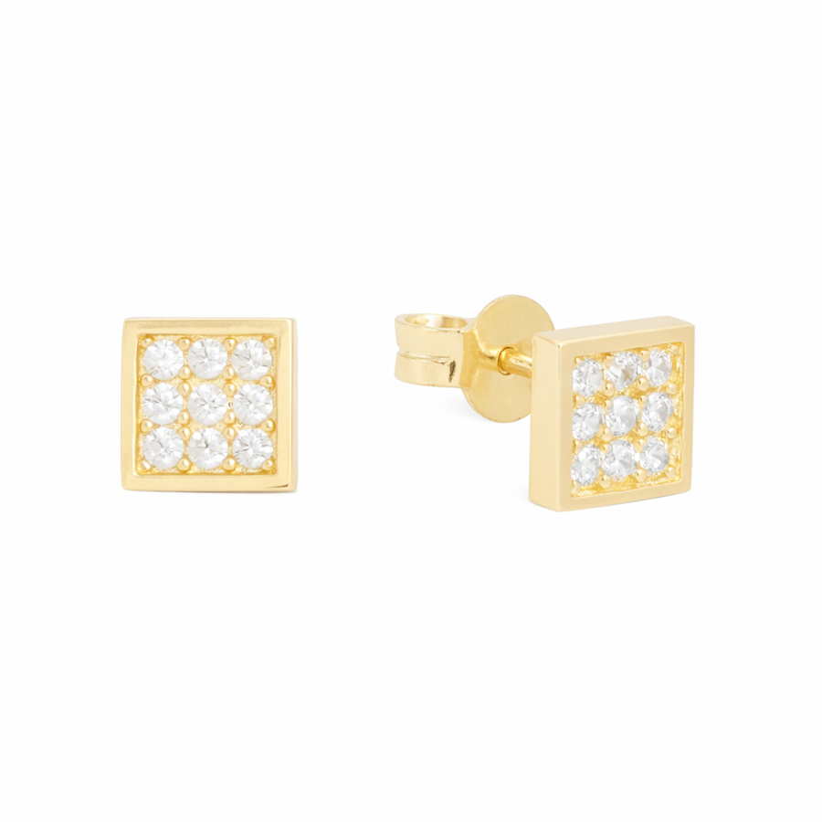 Boucles d'oreilles Clous en or jaune 10 kt avec zircons