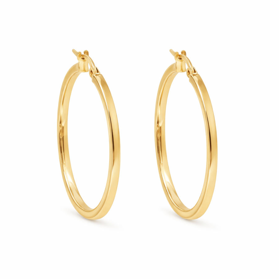 Boucles d'oreilles Anneaux en or jaune 10 kt carré