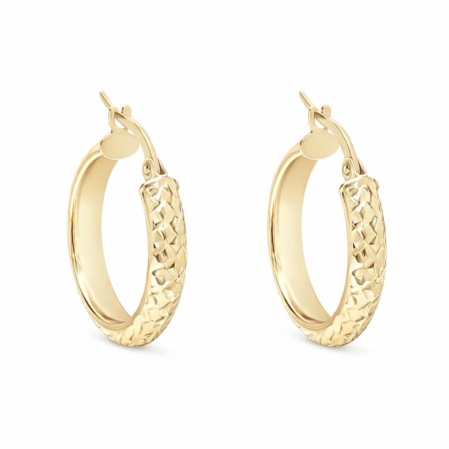 Boucles d'oreilles Anneaux en or jaune 10 kt coupe diamant