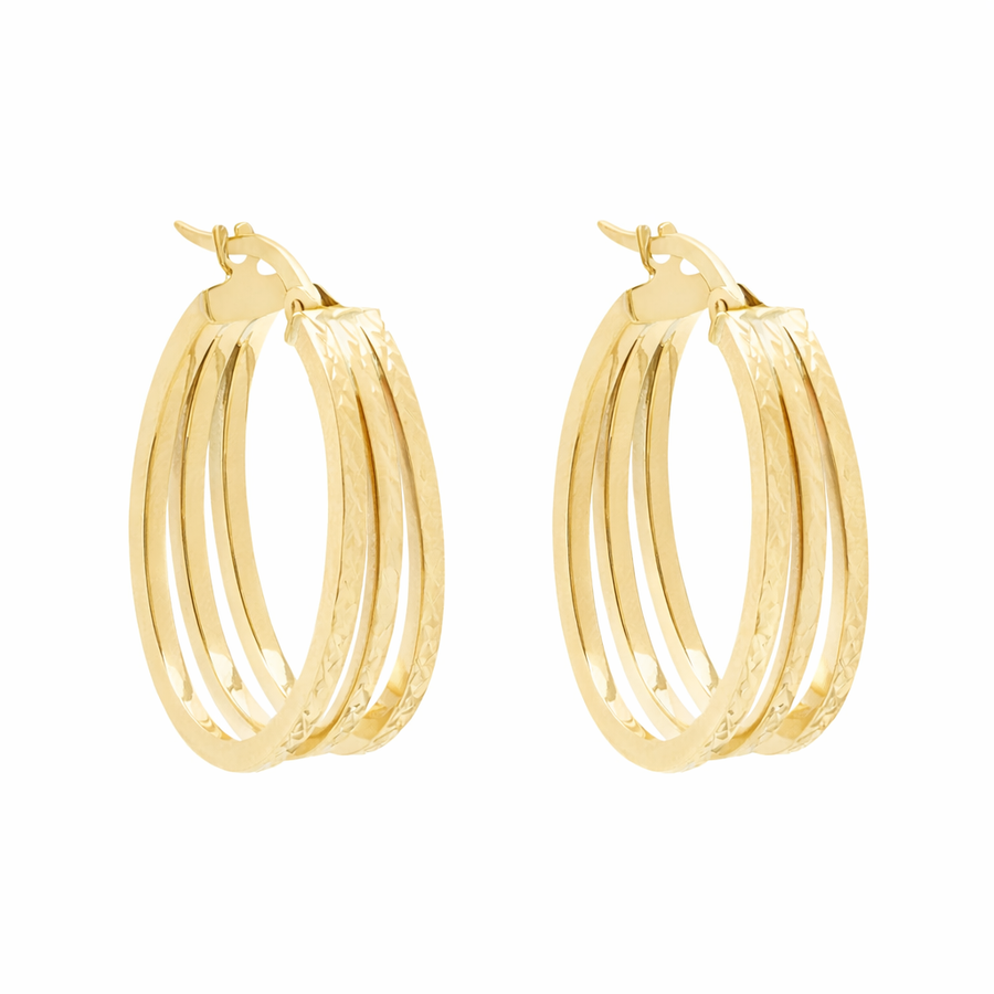 Boucles d'oreilles Anneaux en or jaune 10 kt coupe diamant