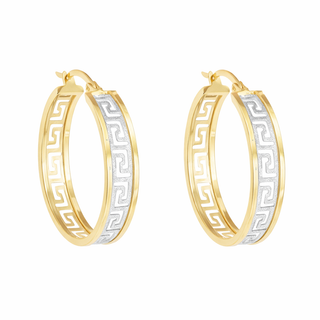 Boucles d'oreilles Anneaux en or 10 kt 2 tons motifs, vue 2