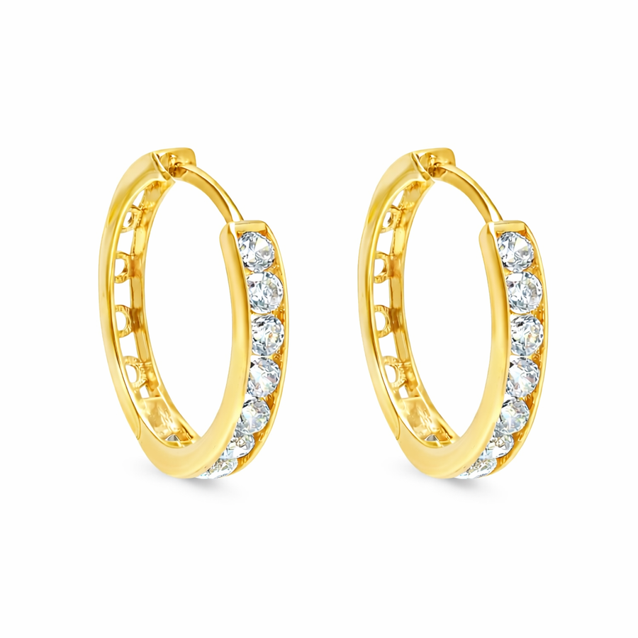 Boucles d'oreilles Huggies en or jaune 10 kt avec zircons