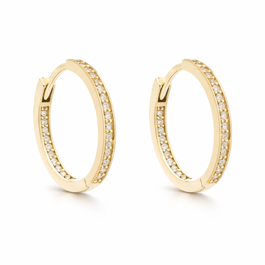 Boucles d'oreilles Huggies en or jaune 10 kt avec zircons
