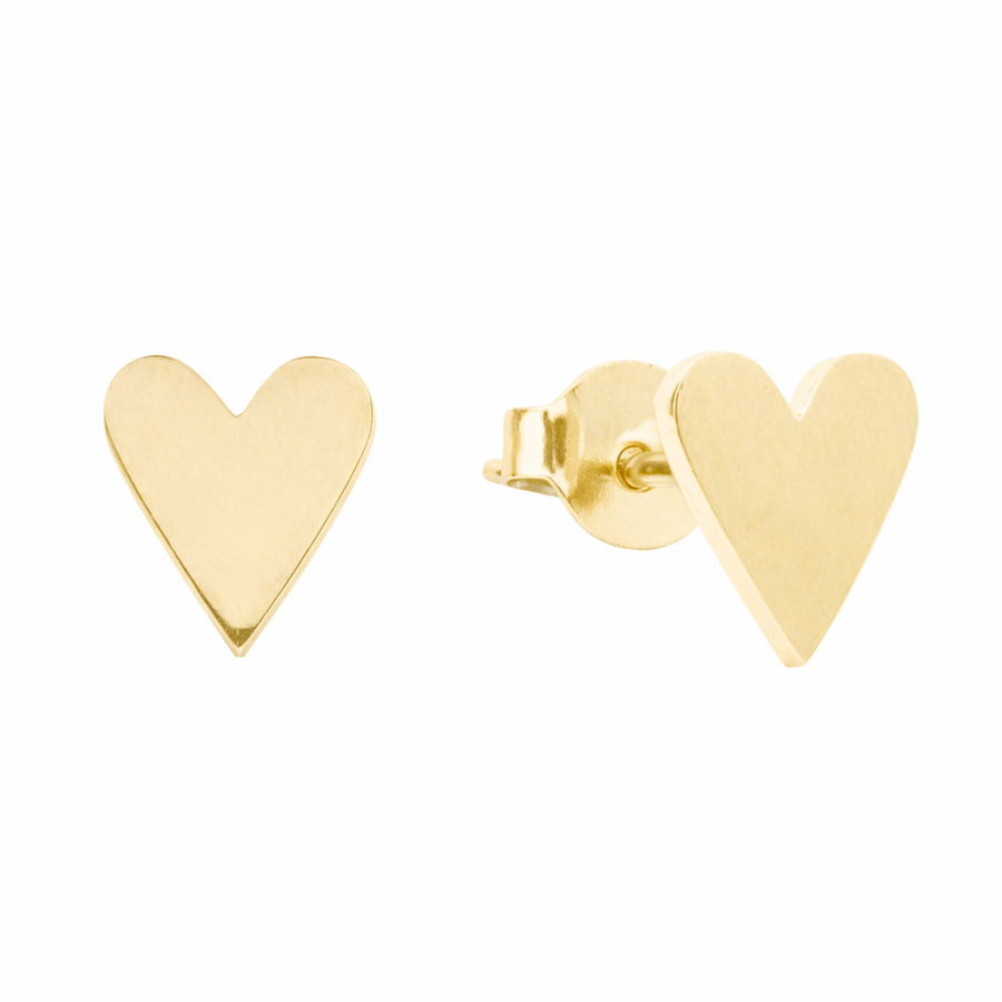 Boucles d'oreilles cœur clous en or jaune 10 kt