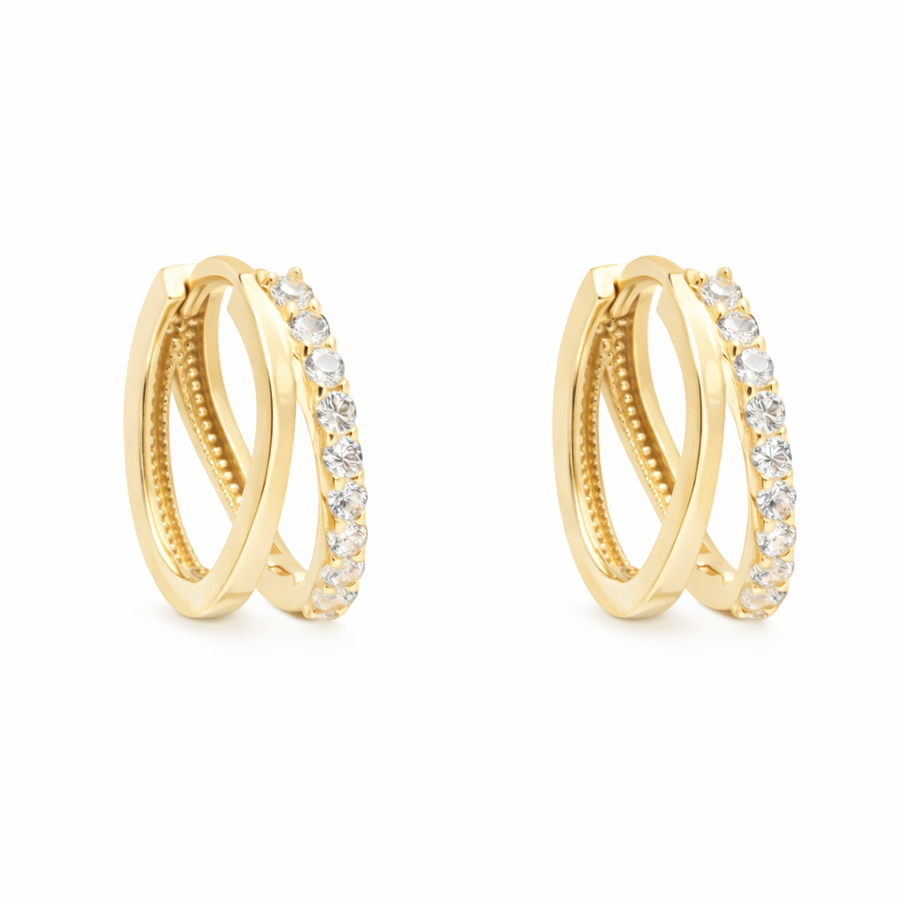 Boucles d'oreilles Huggies en or jaune 10 kt avec zircons