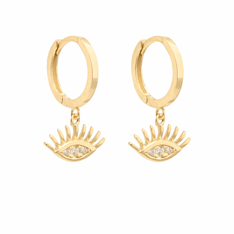 Boucles d'oreilles Oeils huggies en or jaune 10 kt avec