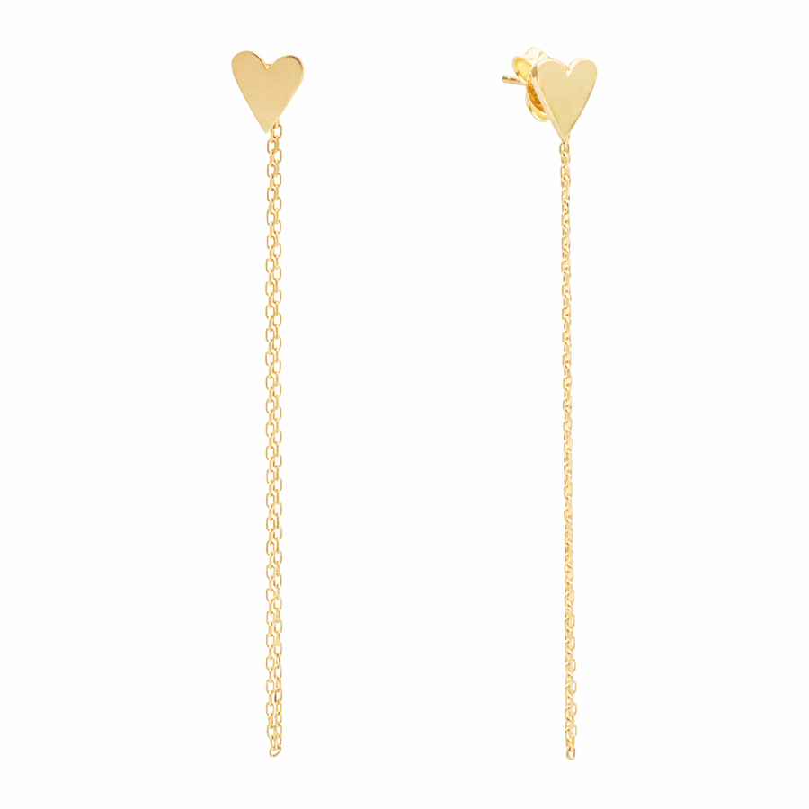 Boucles d'oreilles Coeurs pendants clous en or jaune 10 kt