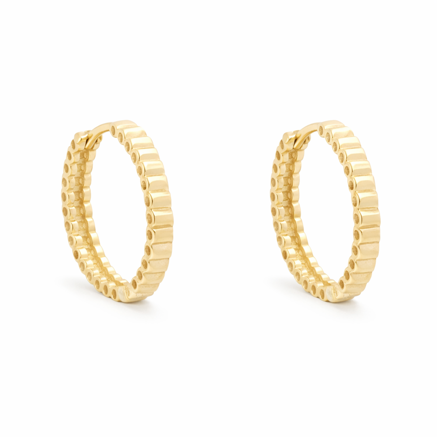 Boucles d'oreilles Huggies en or jaune 10 kt texturés