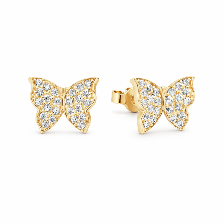 Boucles d'oreilles Papillon clous en or jaune 10 kt avec