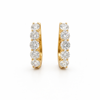 Boucles d'oreilles Anneaux en or jaune 14 kt avec diamants, vue 5