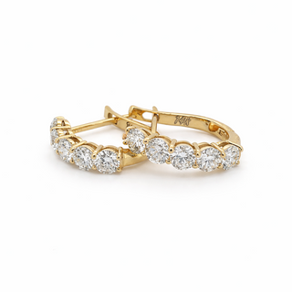 Boucles d'oreilles Anneaux en or jaune 14 kt avec diamants, vue 2