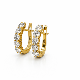 Boucles d'oreilles Anneaux en or jaune 14 kt avec diamants, vue 3
