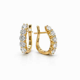Boucles d'oreilles Anneaux en or jaune 14 kt avec diamants