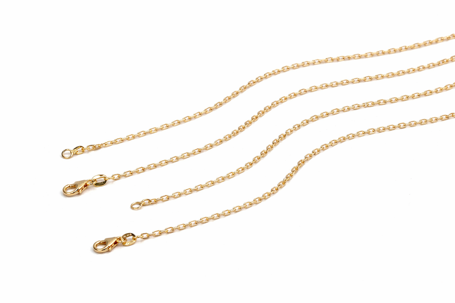 Chaîne Open Diamond Cut Cable or jaune 10 kt Largeur 0,85 mm