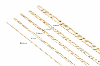 Chaîne Mini Figaro or jaune 10 kt Largeur 1,40 mm, vue 3