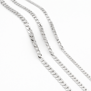 Chaîne Open Curb or blanc 10 kt Largeur 3,90 mm