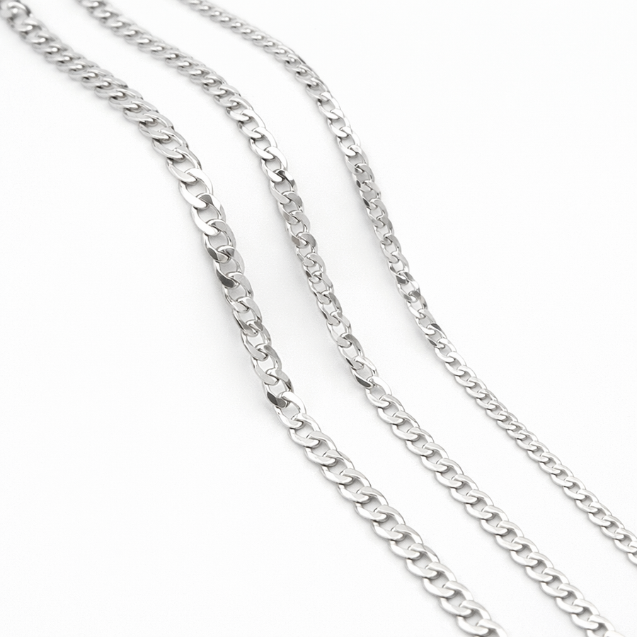 Chaîne Open Curb or blanc 10 kt Largeur 3,90 mm