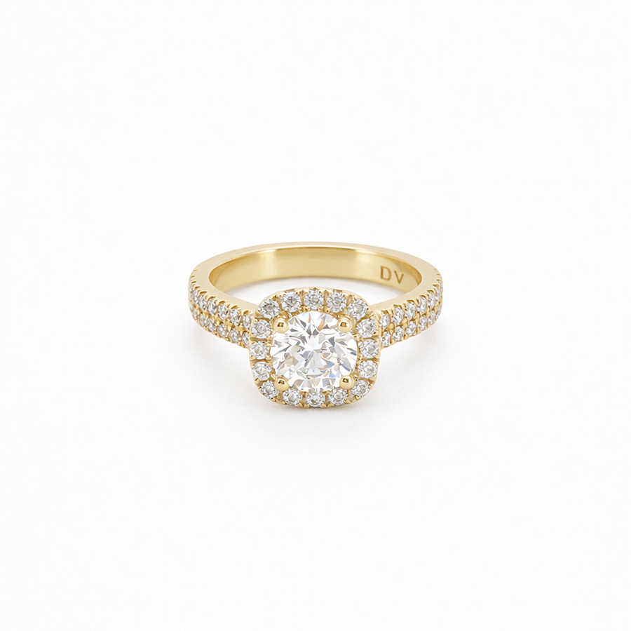 Bague de Fiançailles Or jaune 14 kt avec diamants