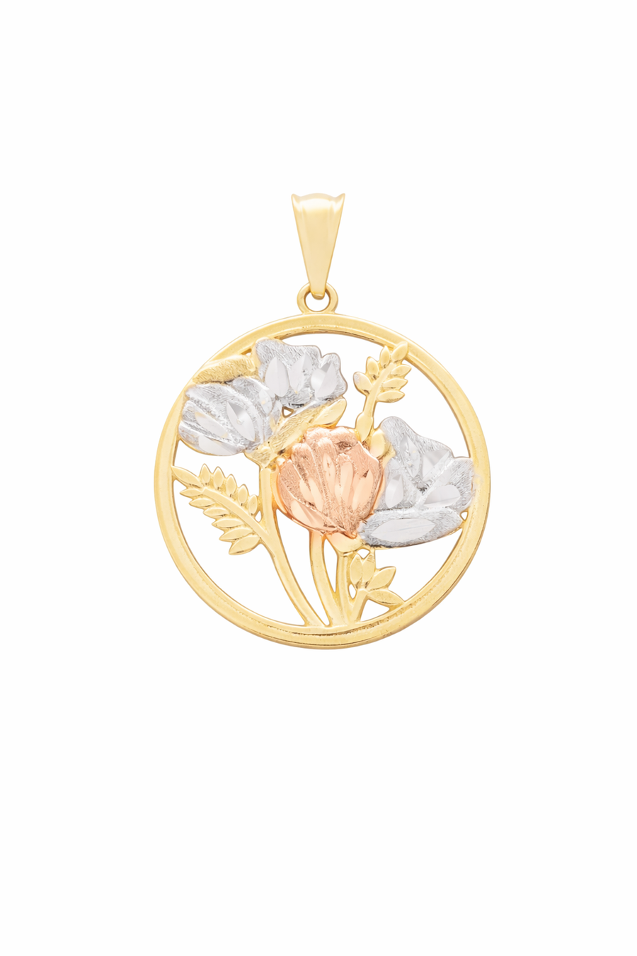 Pendentif Rose en or 10 kt 3 tons