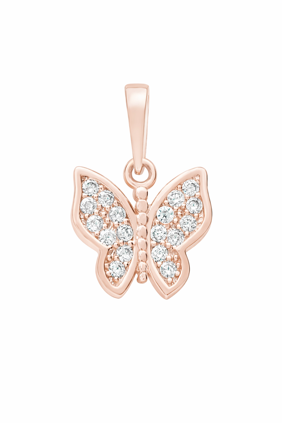 Pendentif Papillon en or rose 10 kt avec zircons