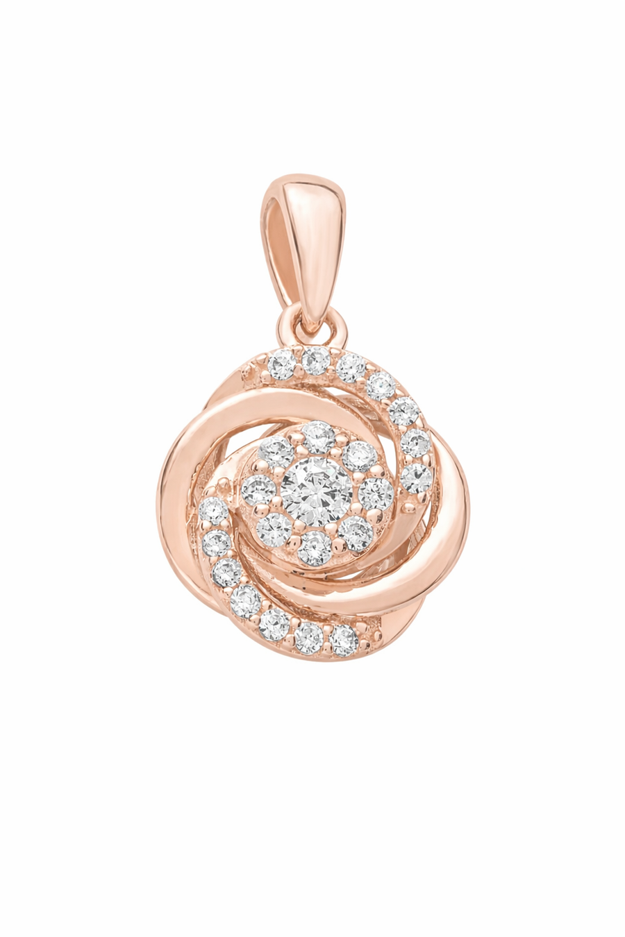 Pendentif Fleur en or rose 10 kt avec zircons