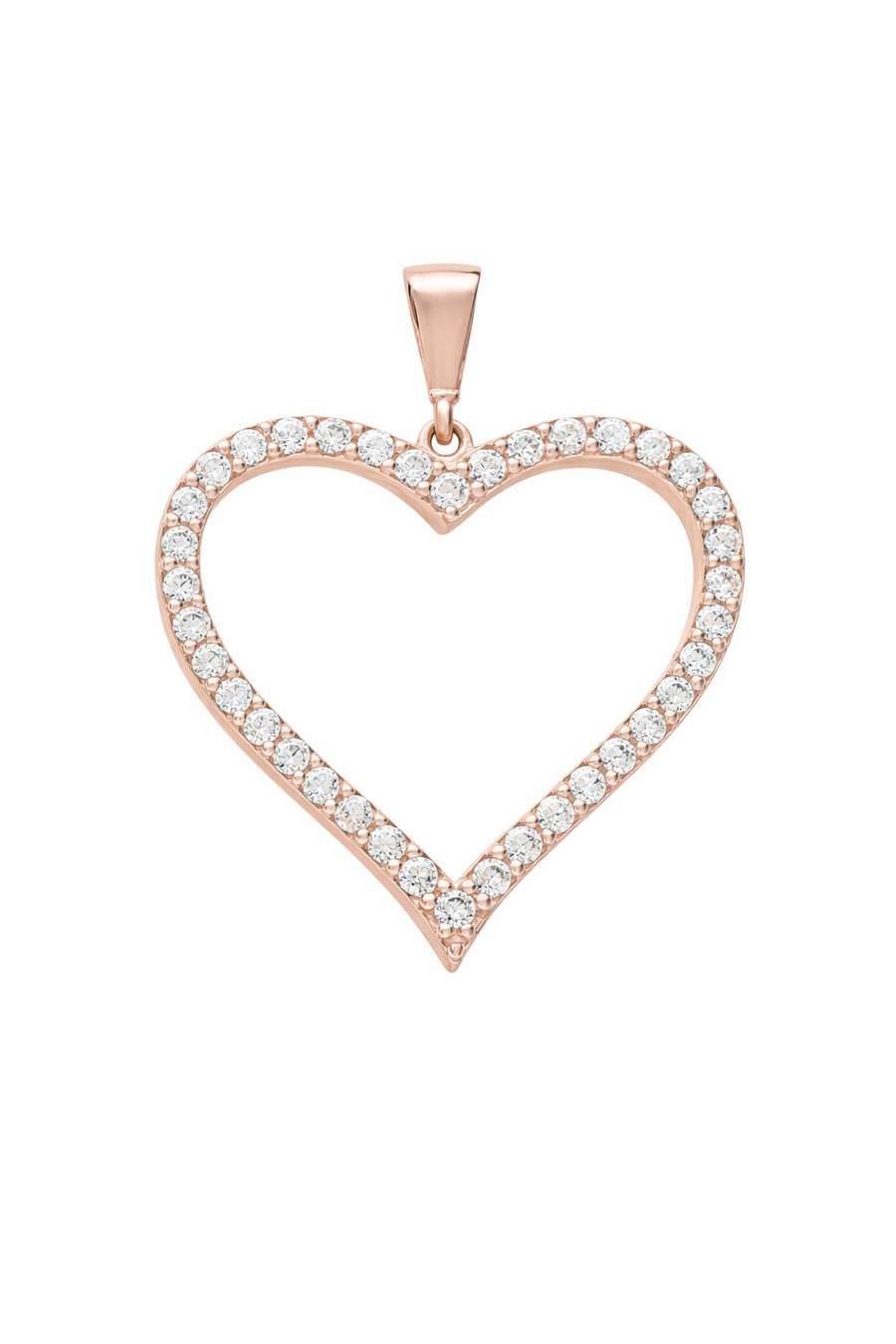 Pendentif cœur en or rose 10 kt avec zircons