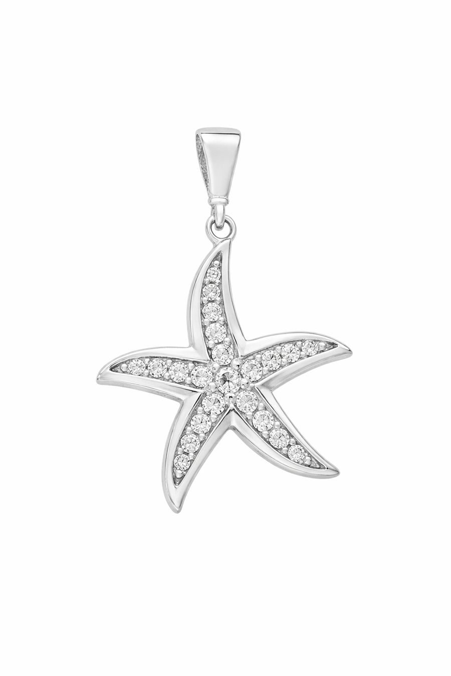 Pendentif Étoile de mer en or blanc 10 kt avec zircons