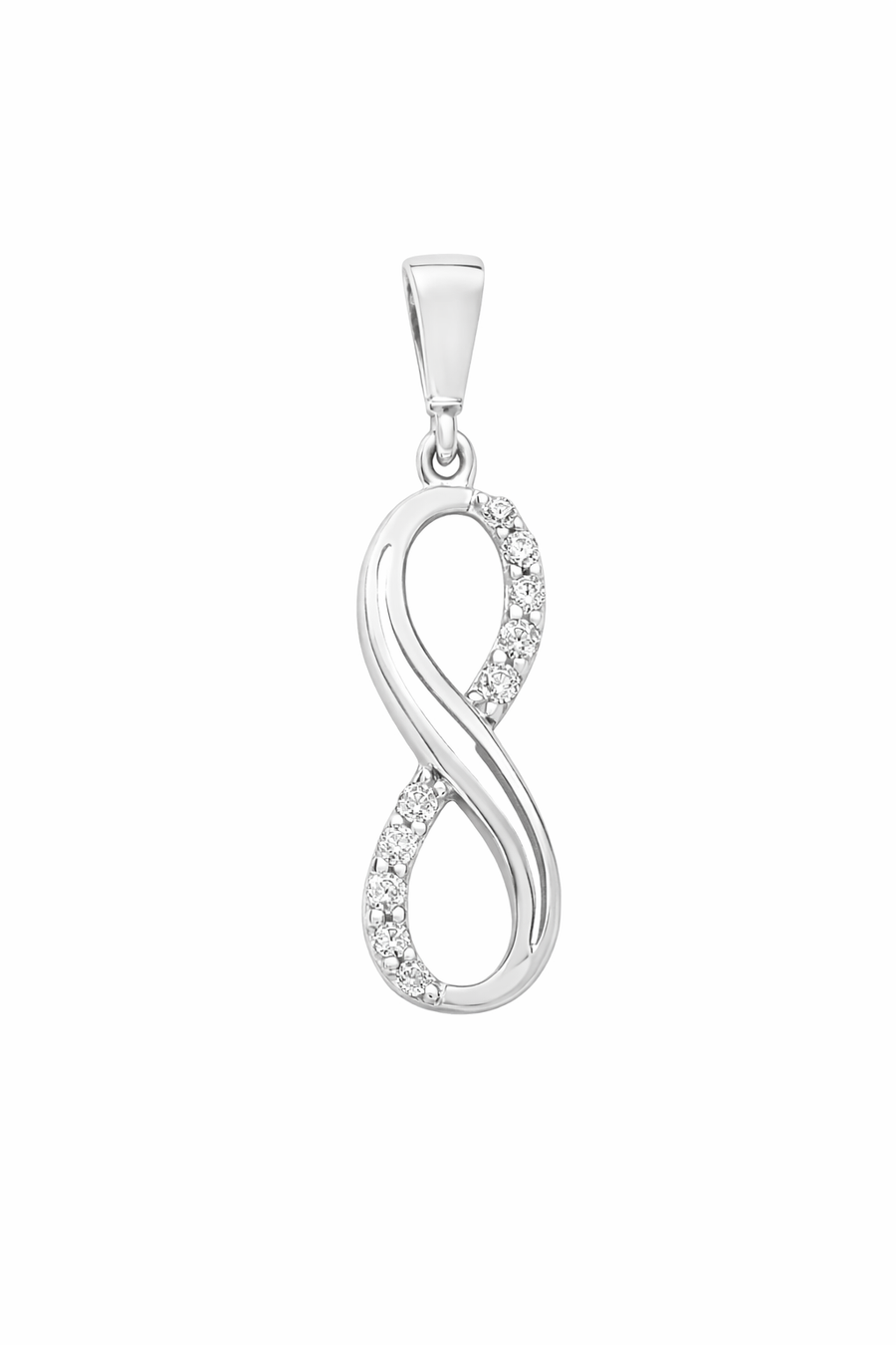 Pendent Infini en or blanc 10 kt avec zircons