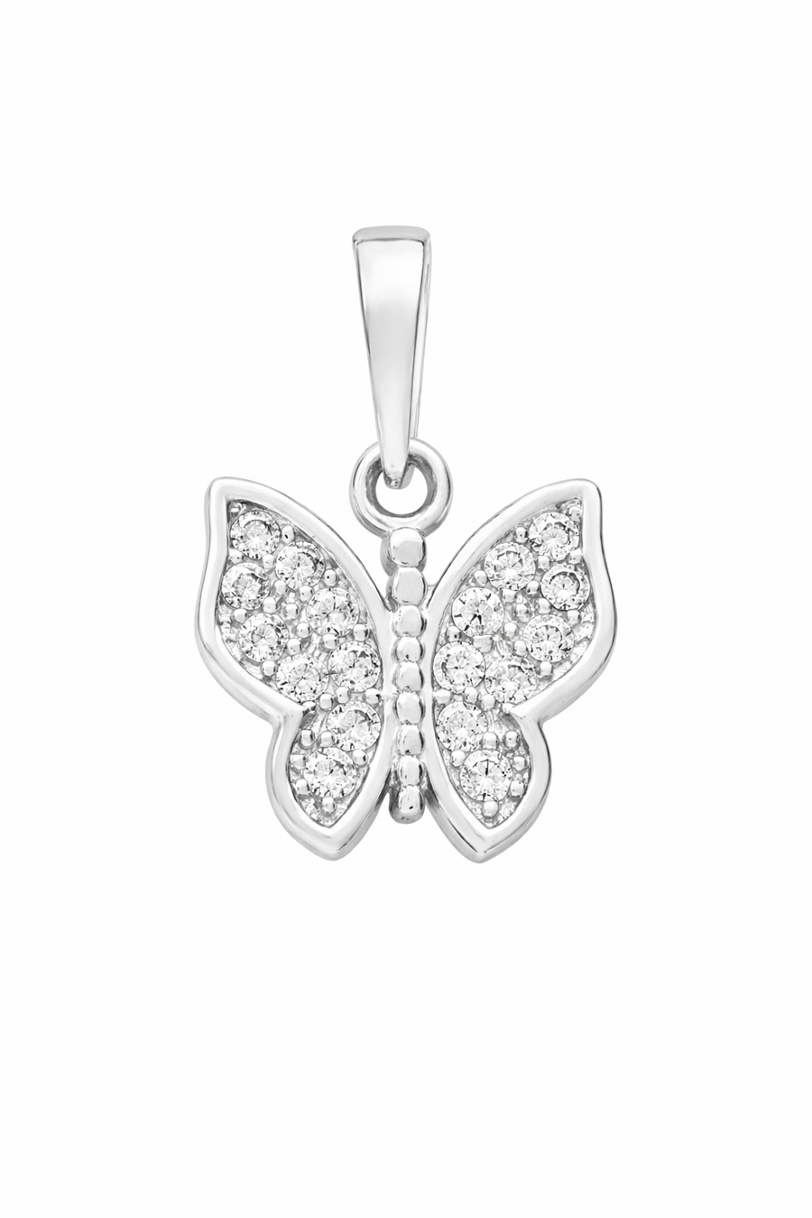 Pendentif Papillon en or blanc 10 kt avec zircons