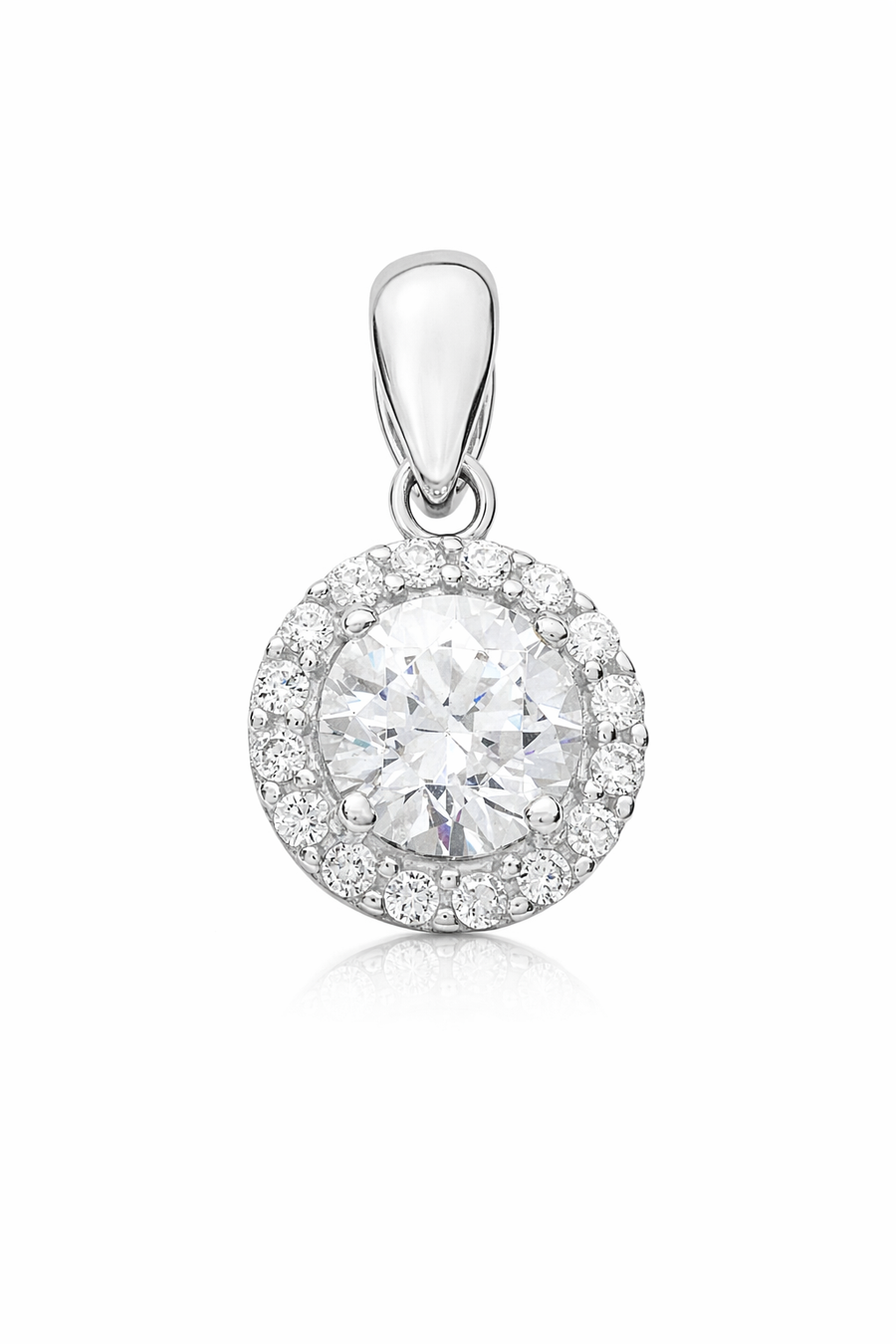 Pendentif Halo en or blanc 10 kt avec zircons