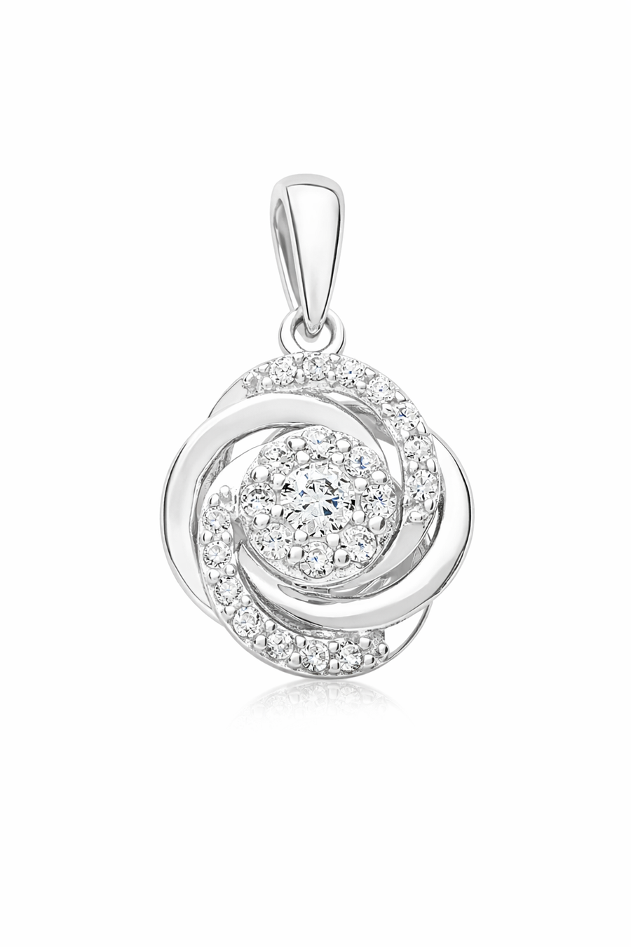 Pendentif Fleur en or blanc 10 kt avec zircons