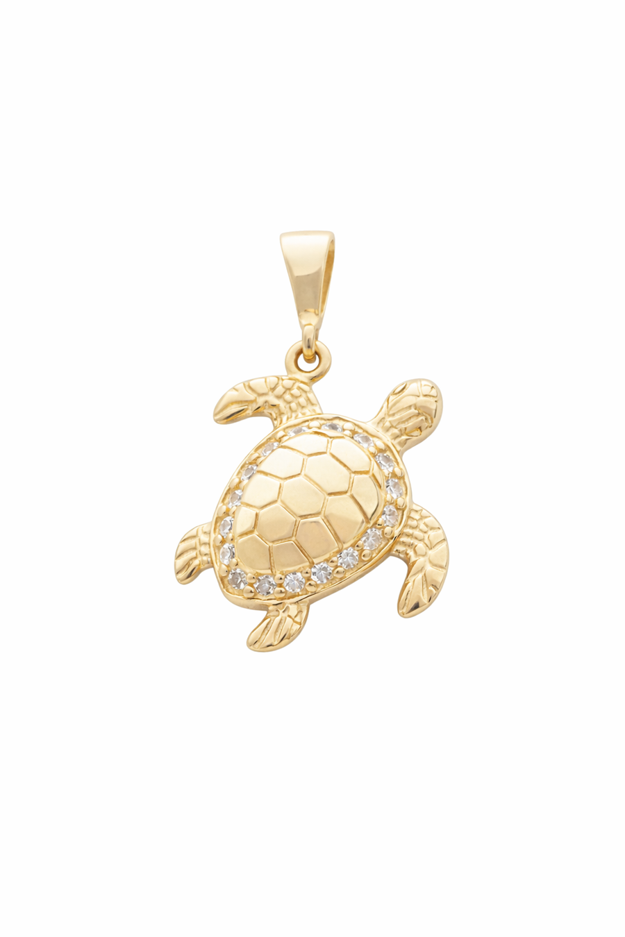 Pendentif Tortue en or jaune 10TK avec zircons