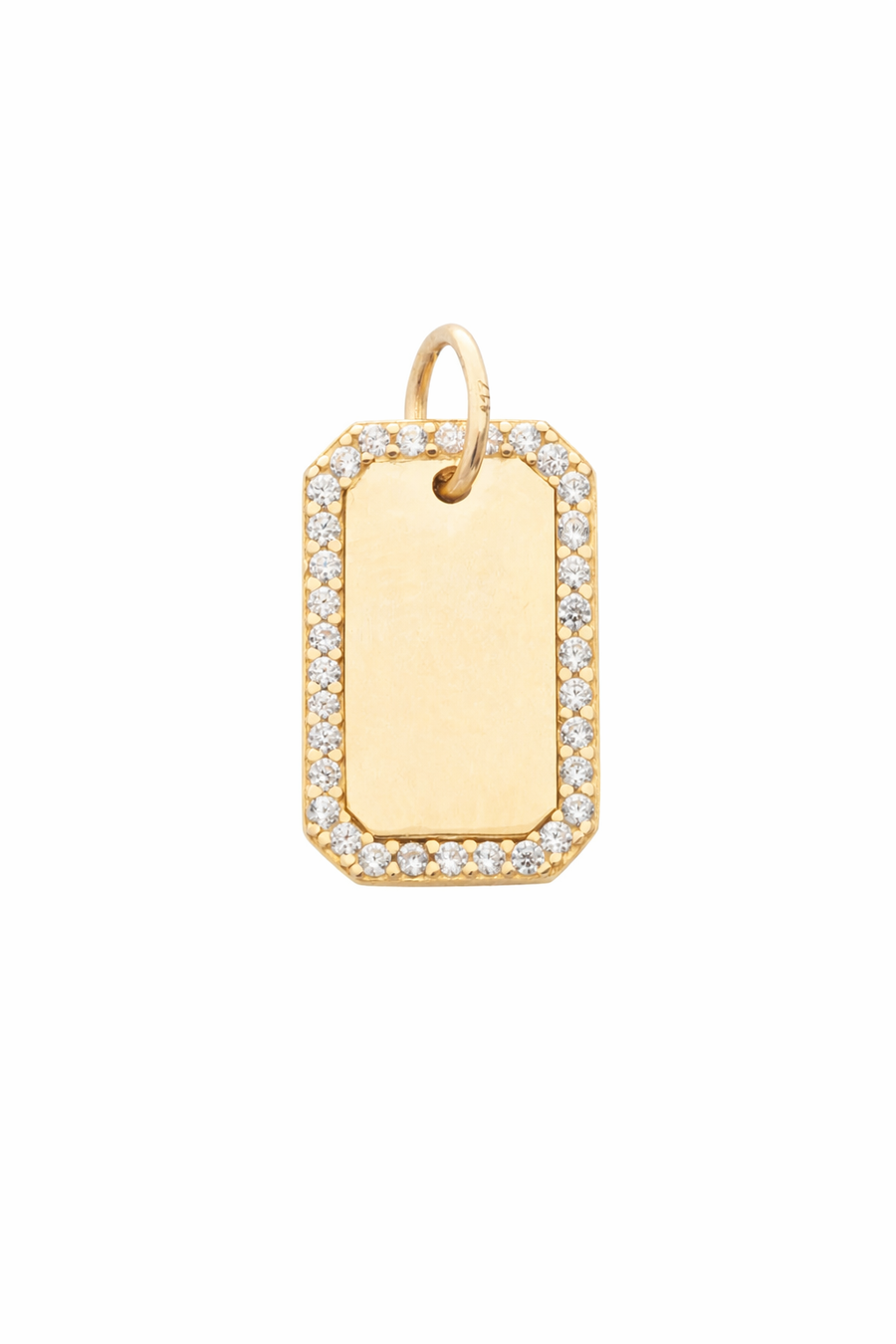 Pendentif Plaque en or jaune 10 kt avec zircons