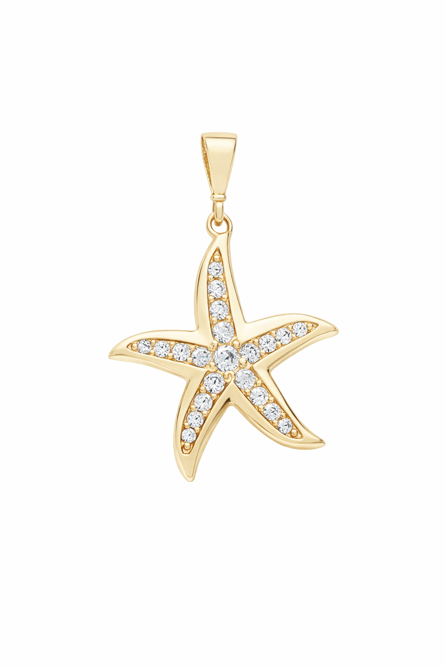 Pendentif Étoile de mer en or jaune 10 kt avec zircons