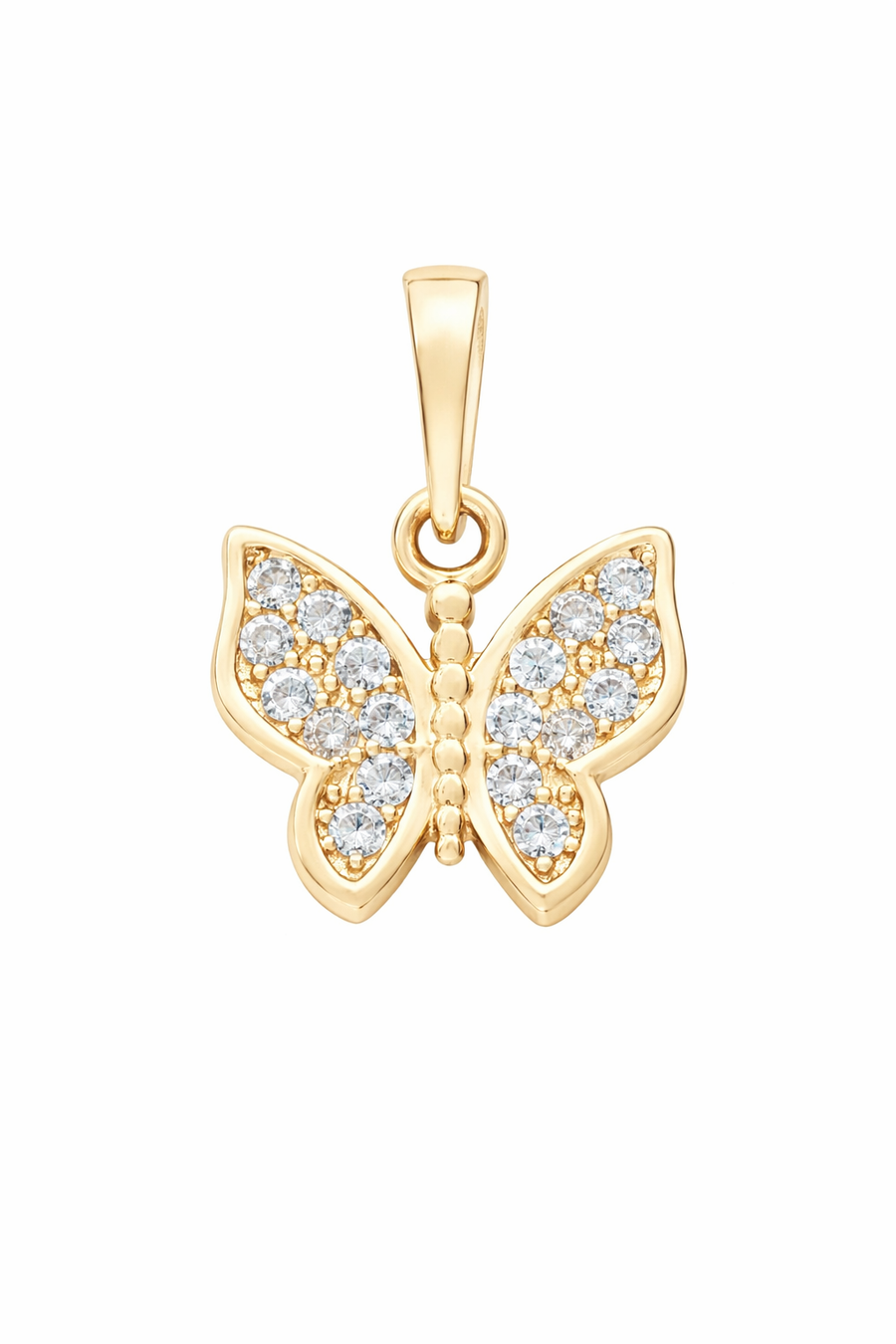 Pendentif Papillon en or jaune 10 kt avec zircons