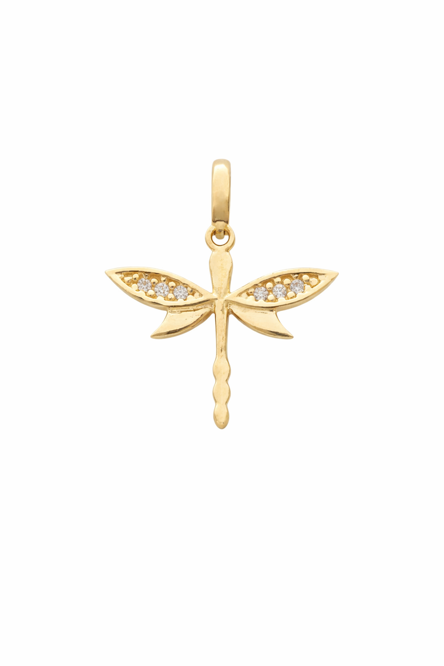 Pendentif Libellule en or jaune 10 kt avec zircons