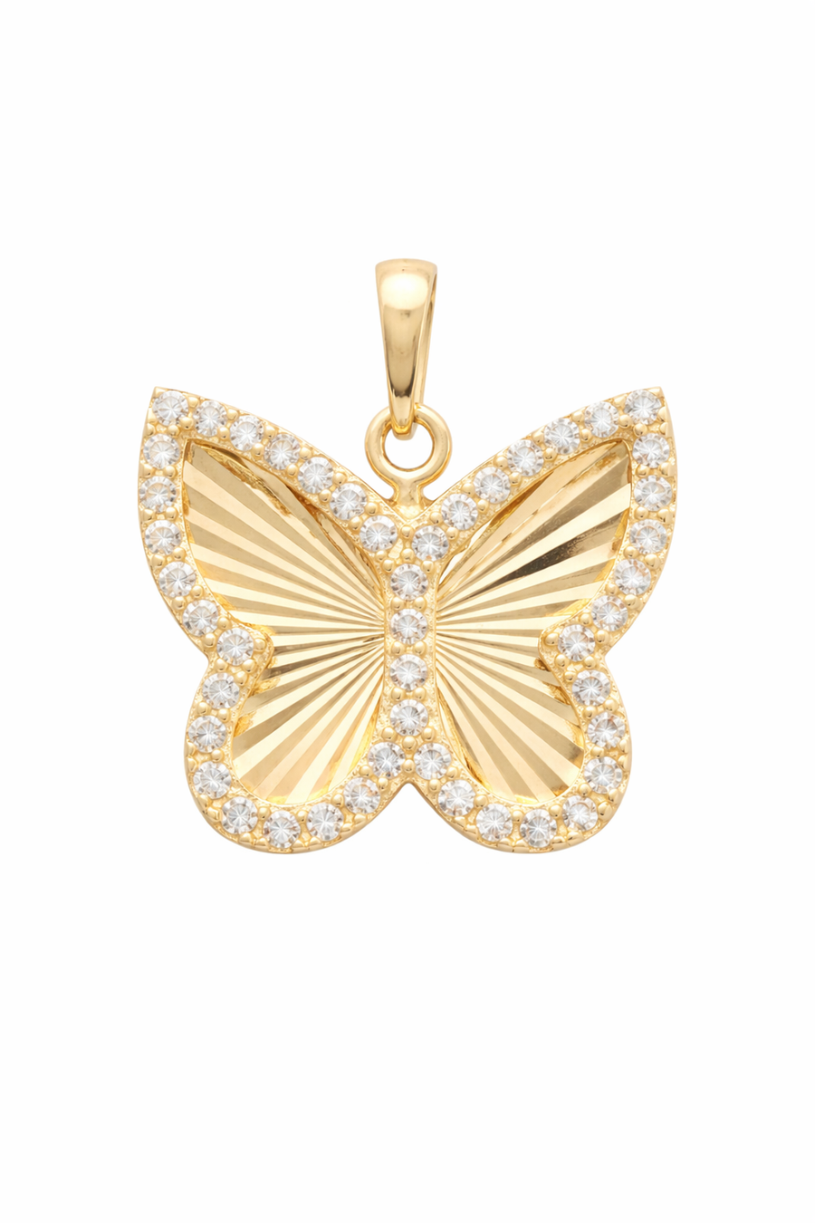 Pendentif Papillon en or jaune 10 kt avec zircons