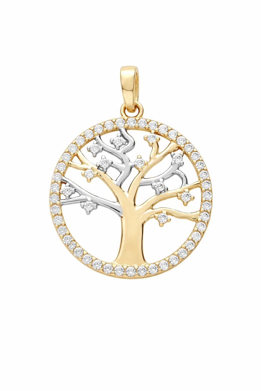 Pendentif Arbre de vie en or jaune 10 kt avec zircons