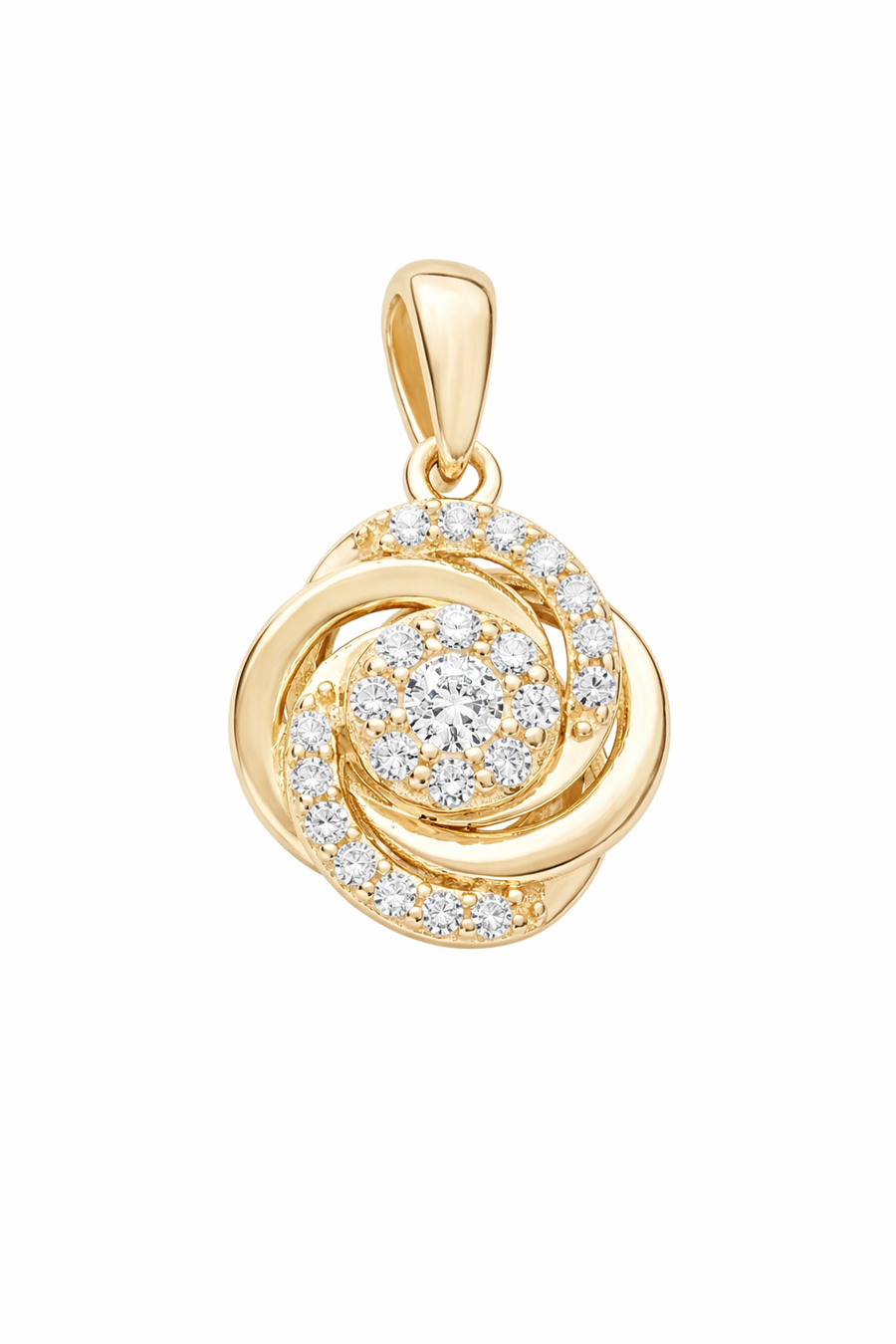Pendentif Fleur en or jaune 10 kt avec zircons