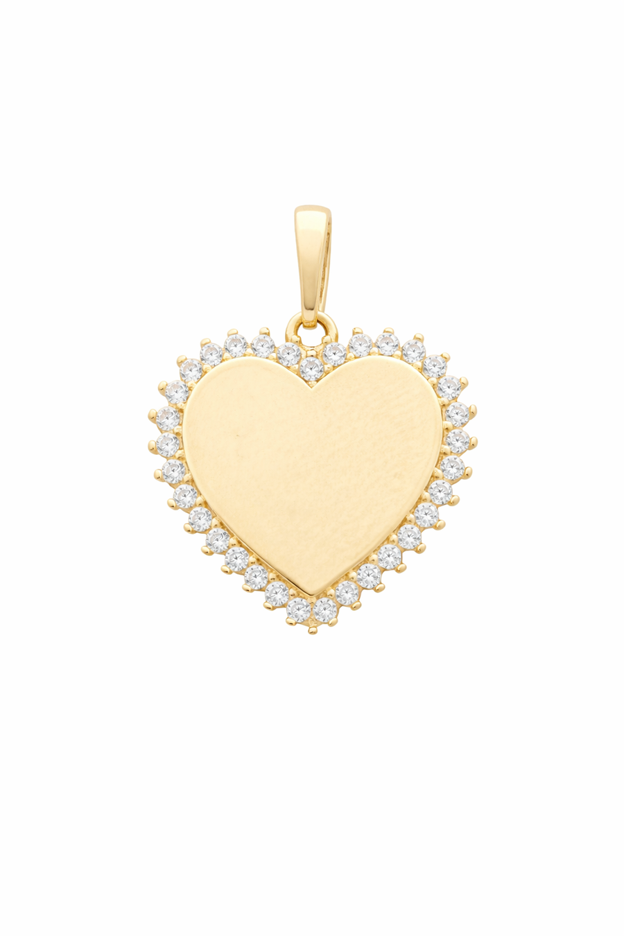 Pendentif cœur en or jaune 10 kt avec zircons
