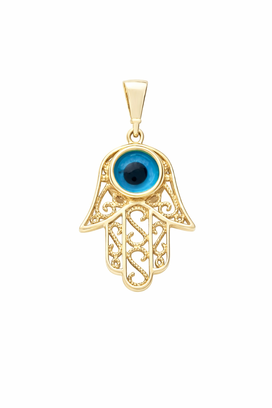 Pendentif Hamsa oeil protecteur en or jaune 10 kt