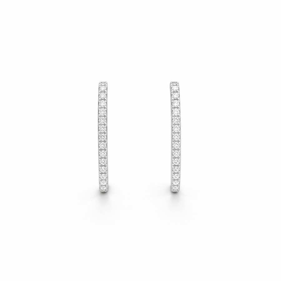 Boucles d'oreilles Anneaux en or blanc 14 kt avec diamants