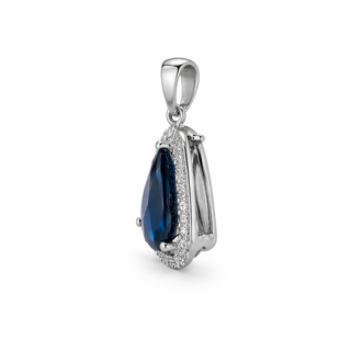 Pendentif Saphir en or blanc 14 kt avec diamants, vue 2