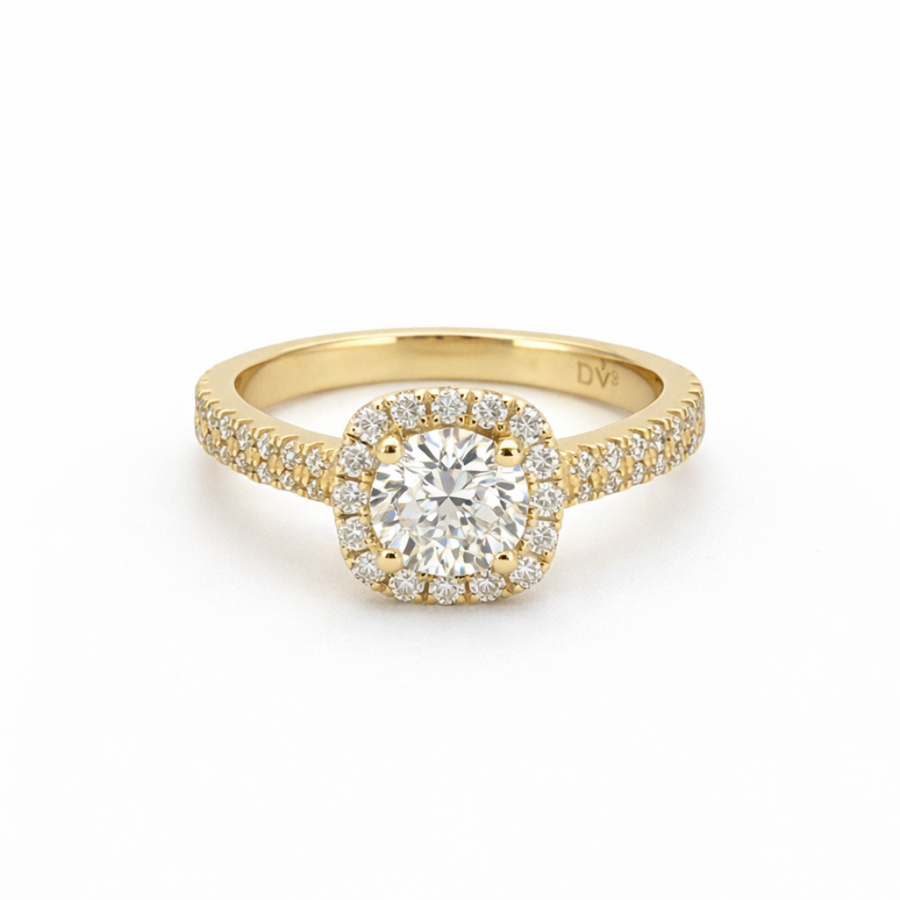 Bague de Fiançailles Or jaune 14 kt avec diamants