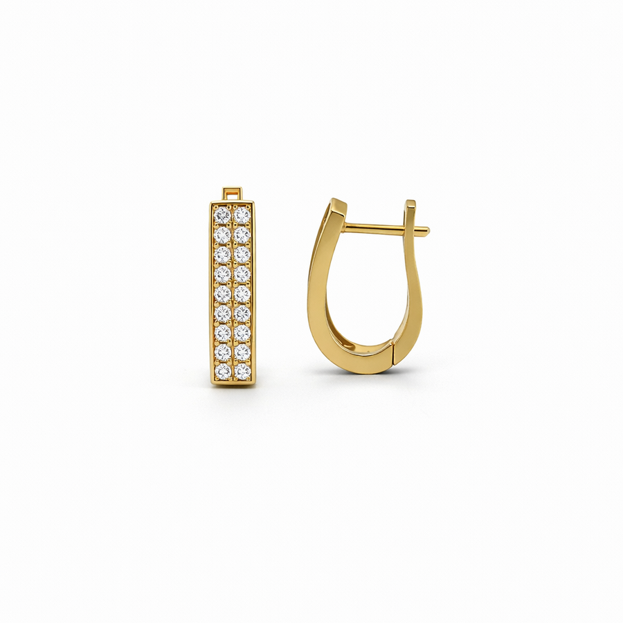 Boucles d'oreilles - Anneaux en or jaune 14KT avec diamants