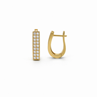 Boucles d'oreilles Anneaux en or jaune 14 kt avec diamants