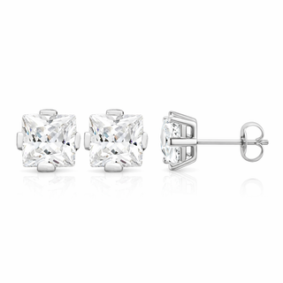 Boucles d'oreilles Clous en or blanc 10 kt avec zircons