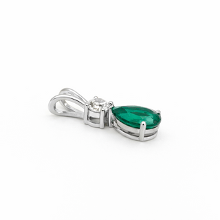 Pendentif Émeraude en or blanc 14 kt avec diamants, vue 2